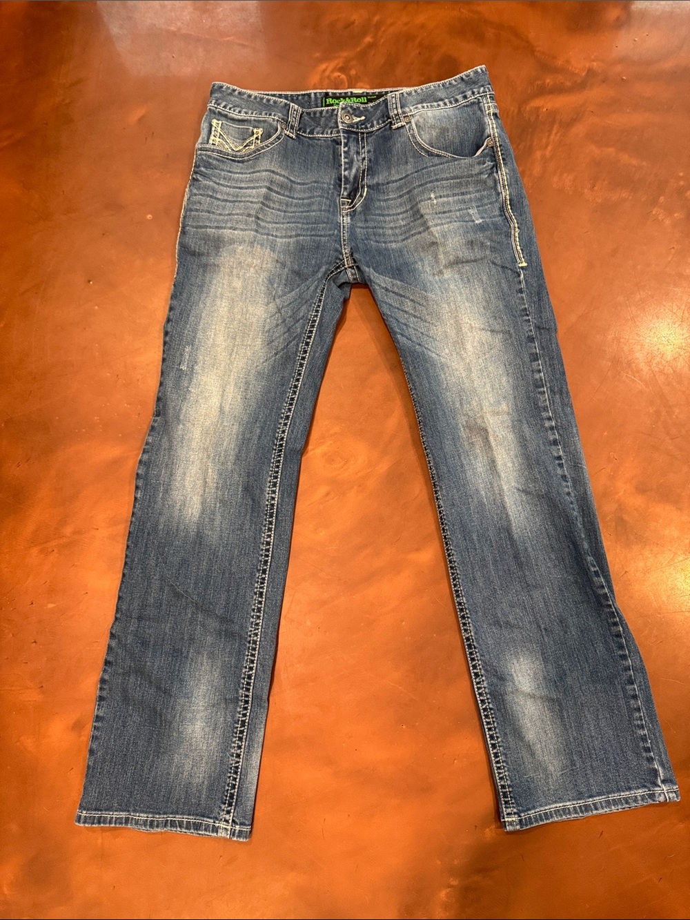 Rock & Roll Men's Blue Washed Straight-Leg Jeans